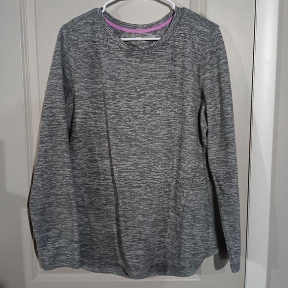 Tek Gear Women Large Gray Pullover Scoop Neck Activewear Fleece Long Sleeve L - Picture 1 of 6